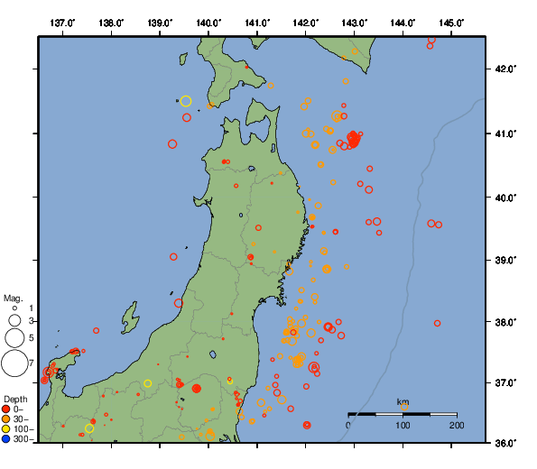 震央分布図