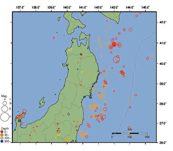 震央分布図