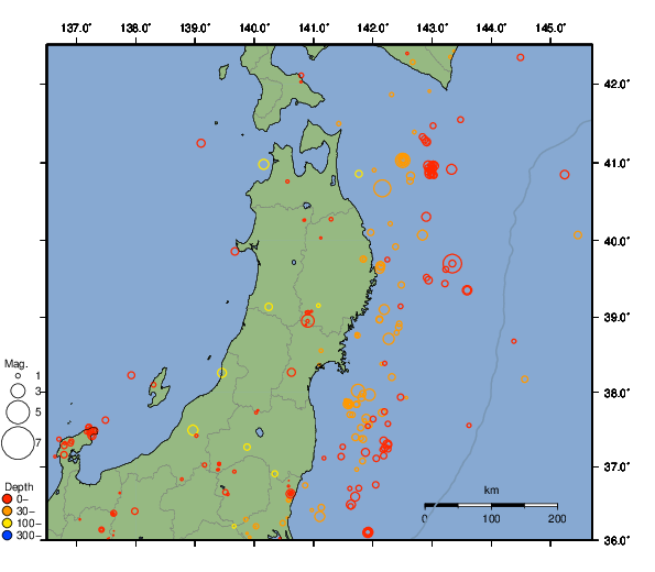 震央分布図