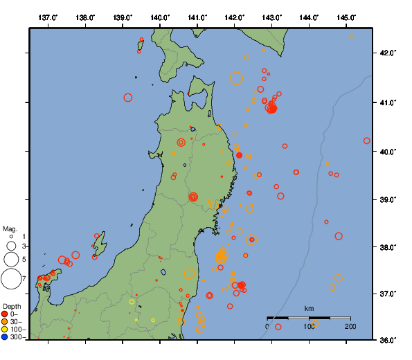 震央分布図