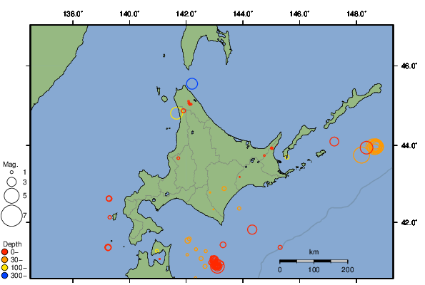 震央分布図