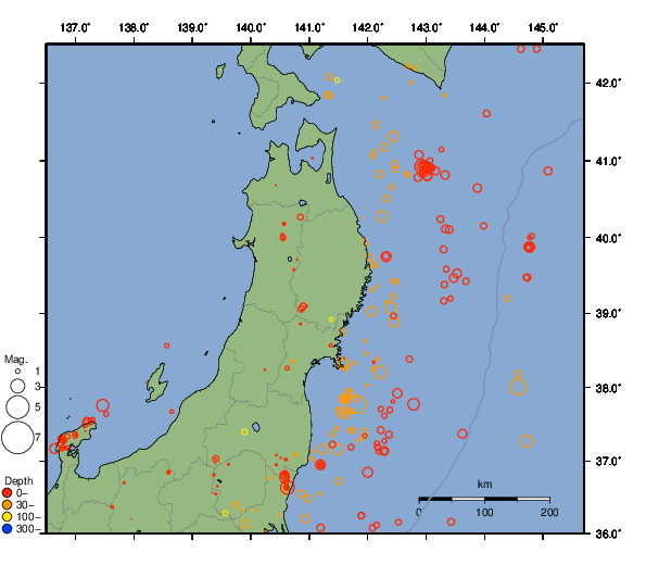 震央分布図