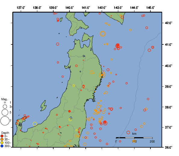 震央分布図