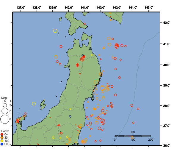 震央分布図