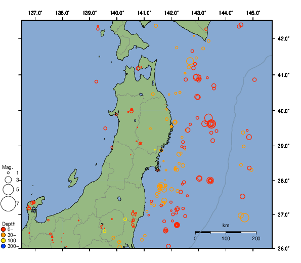 震央分布図