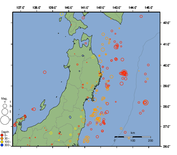 震央分布図