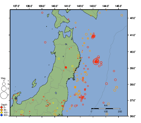 震央分布図