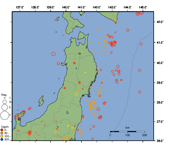 震央分布図