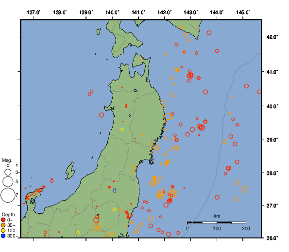 震央分布図
