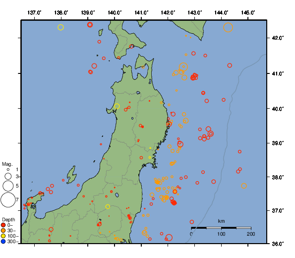 震央分布図