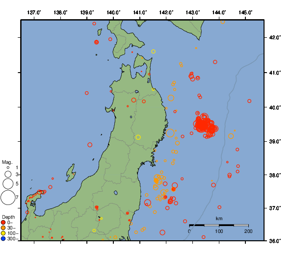 震央分布図
