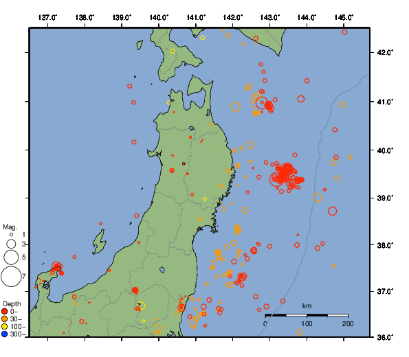 震央分布図
