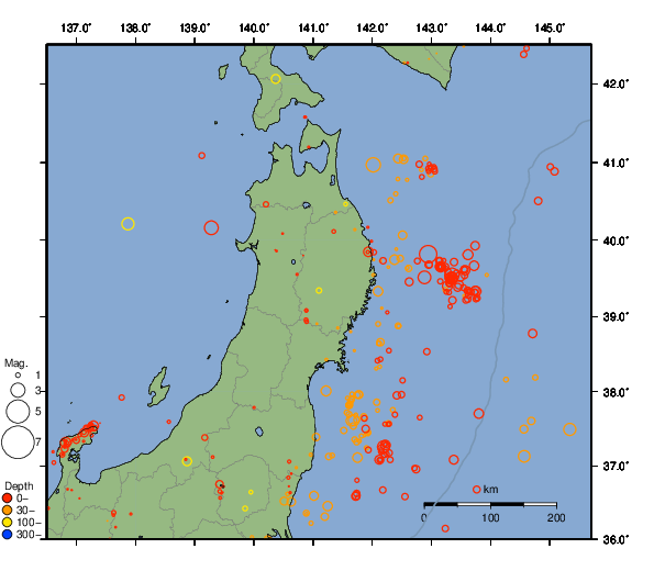 震央分布図