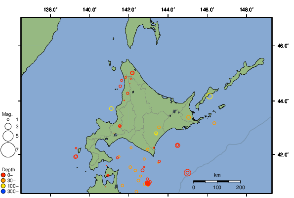 震央分布図