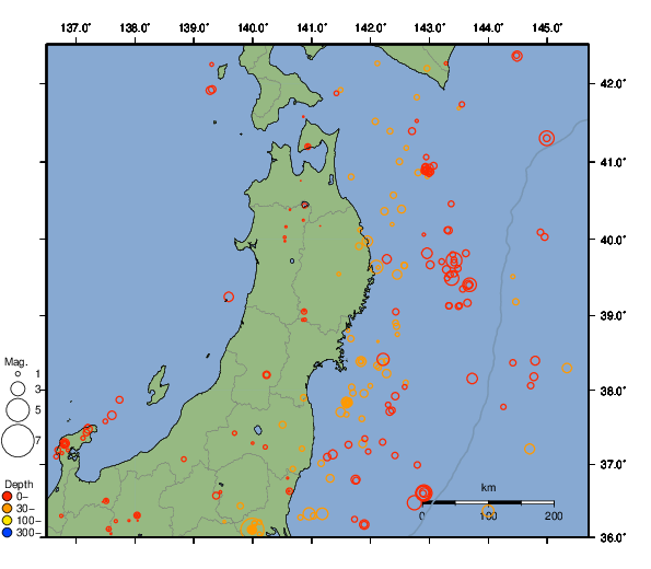 震央分布図
