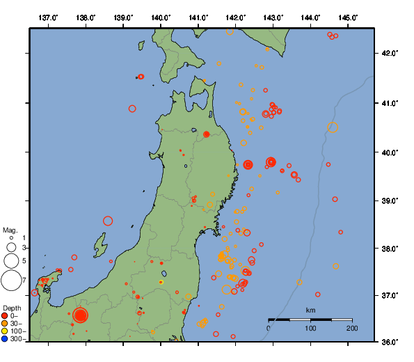 震央分布図