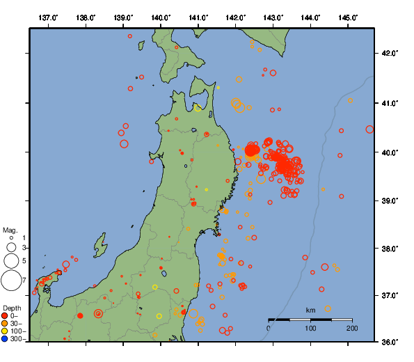 震央分布図