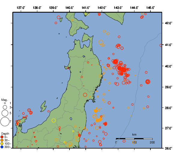震央分布図