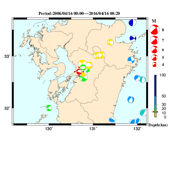 過去に起きた地震のＣＭＴ解