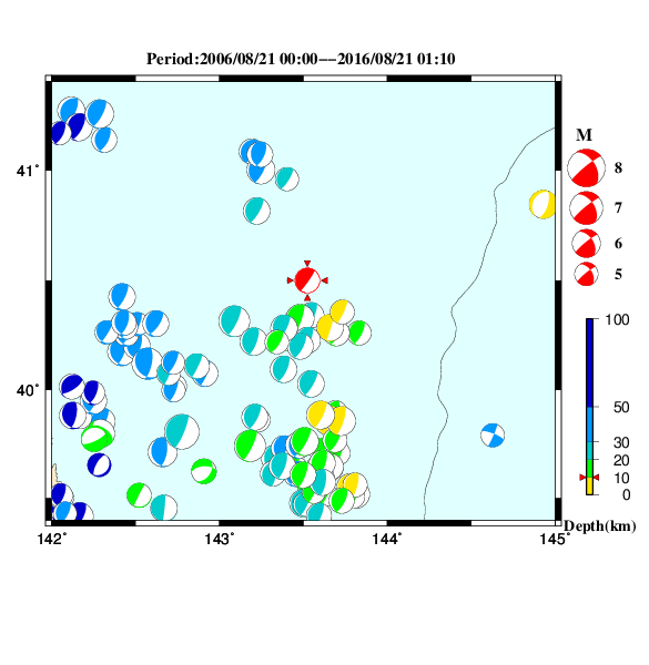 過去に起きた地震のＣＭＴ解