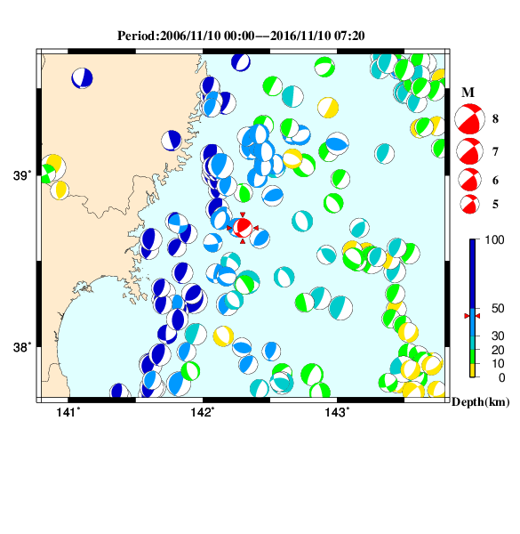 過去に起きた地震のＣＭＴ解