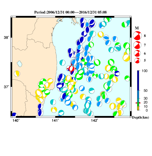 過去に起きた地震のＣＭＴ解