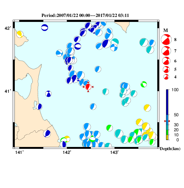 過去に起きた地震のＣＭＴ解