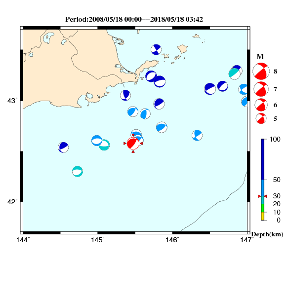 過去に起きた地震のＣＭＴ解