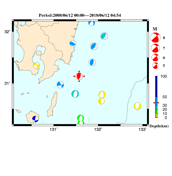過去に起きた地震のＣＭＴ解