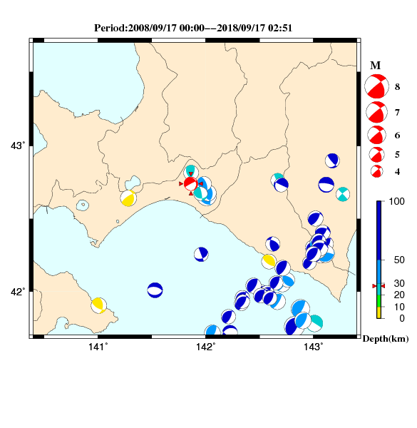 過去に起きた地震のＣＭＴ解