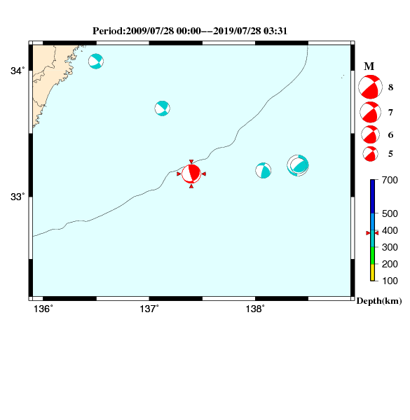 過去に起きた地震のＣＭＴ解
