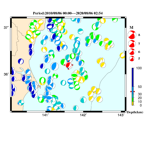 過去に起きた地震のＣＭＴ解