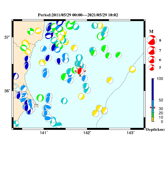 過去に起きた地震のＣＭＴ解