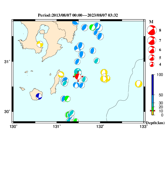 過去に起きた地震のＣＭＴ解