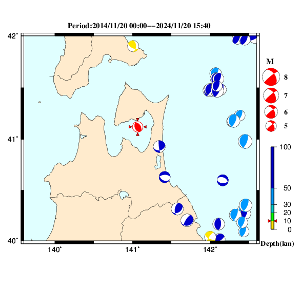 過去に起きた地震のＣＭＴ解