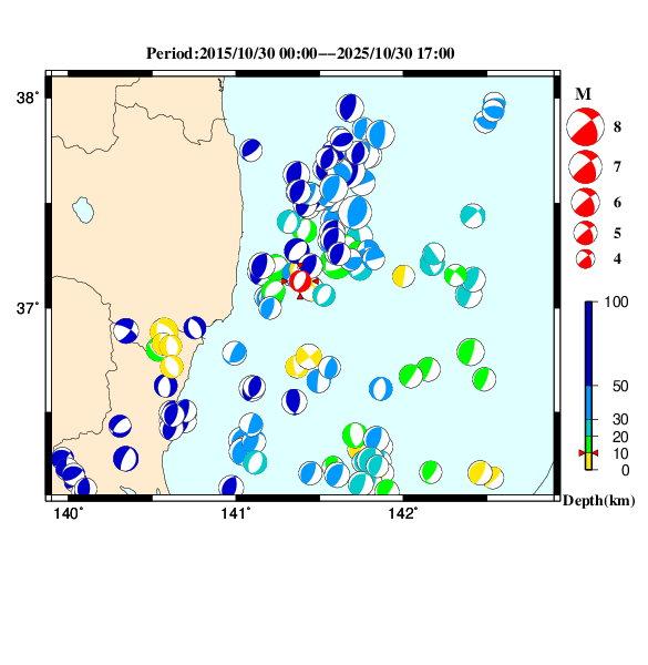 過去に起きた地震のＣＭＴ解