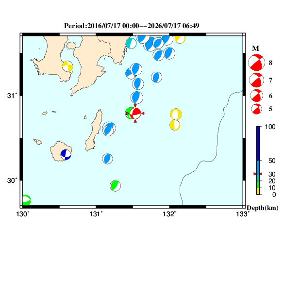 過去に起きた地震のＣＭＴ解