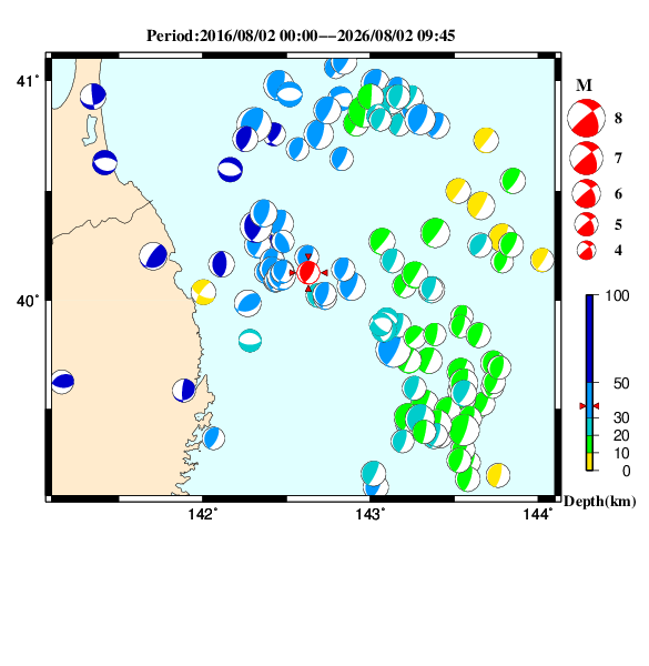 過去に起きた地震のＣＭＴ解