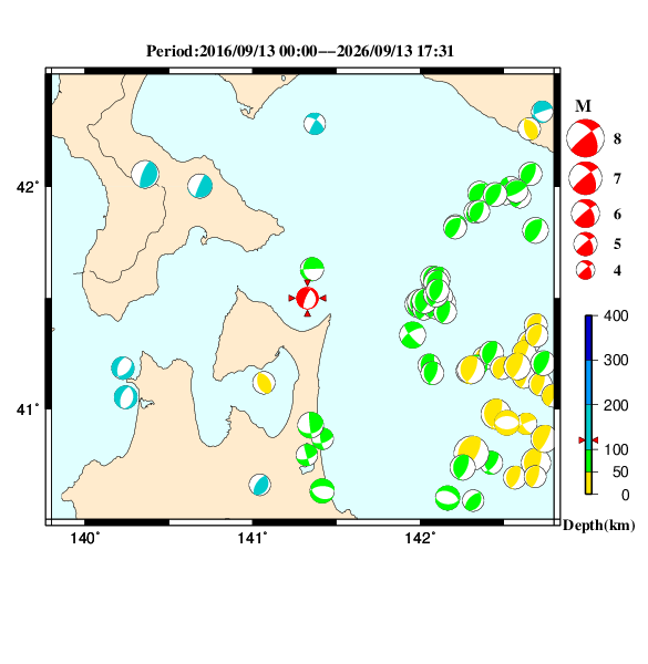 過去に起きた地震のＣＭＴ解