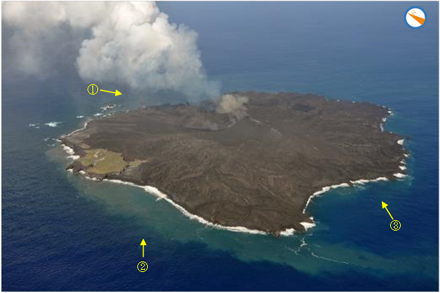 西之島の変色水の状況