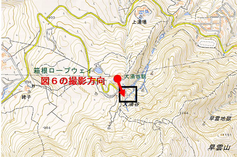 大涌谷遠望カメラの観測方向