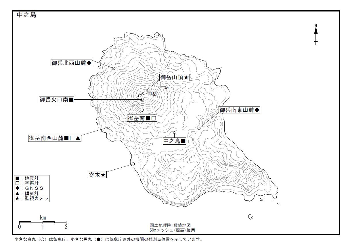 中之島 観測点配置図