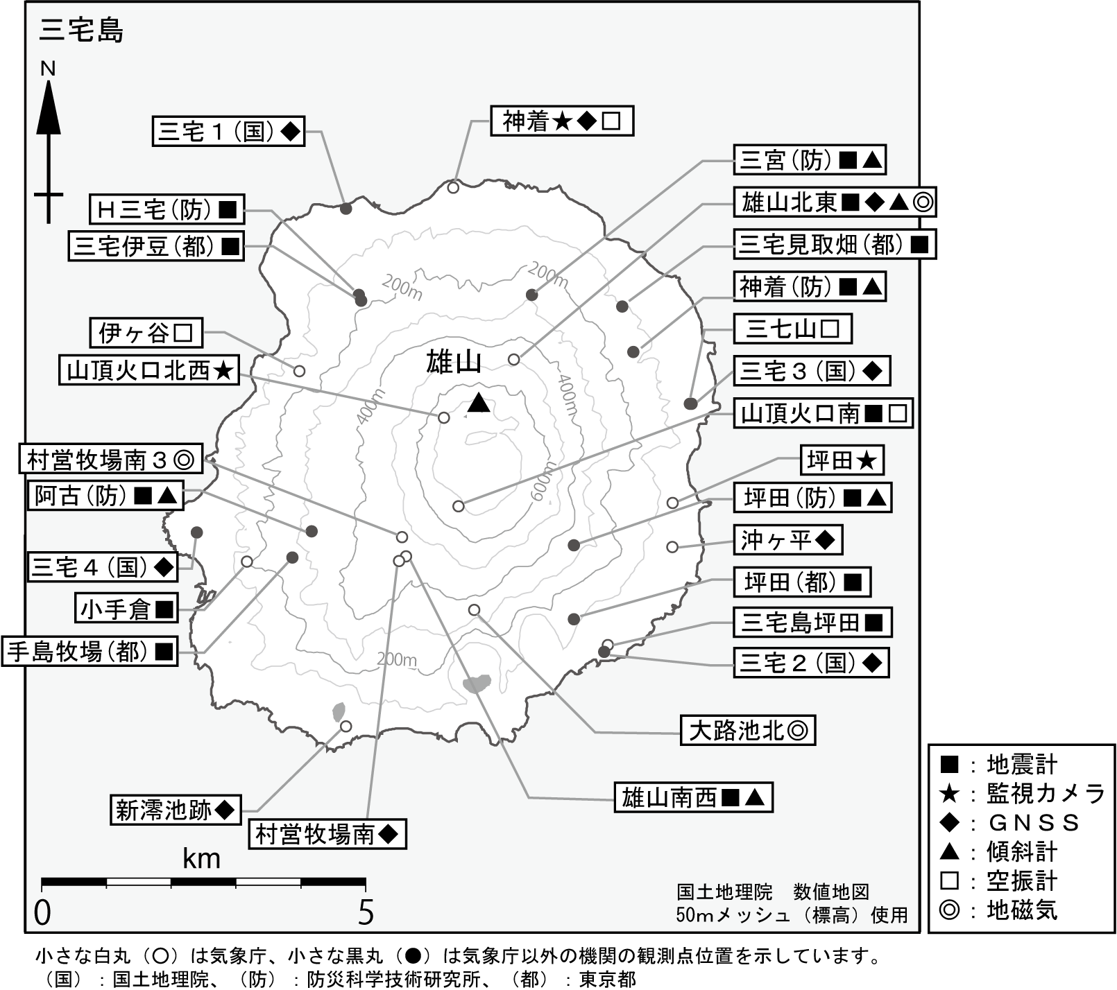 三宅島  観測点配置図