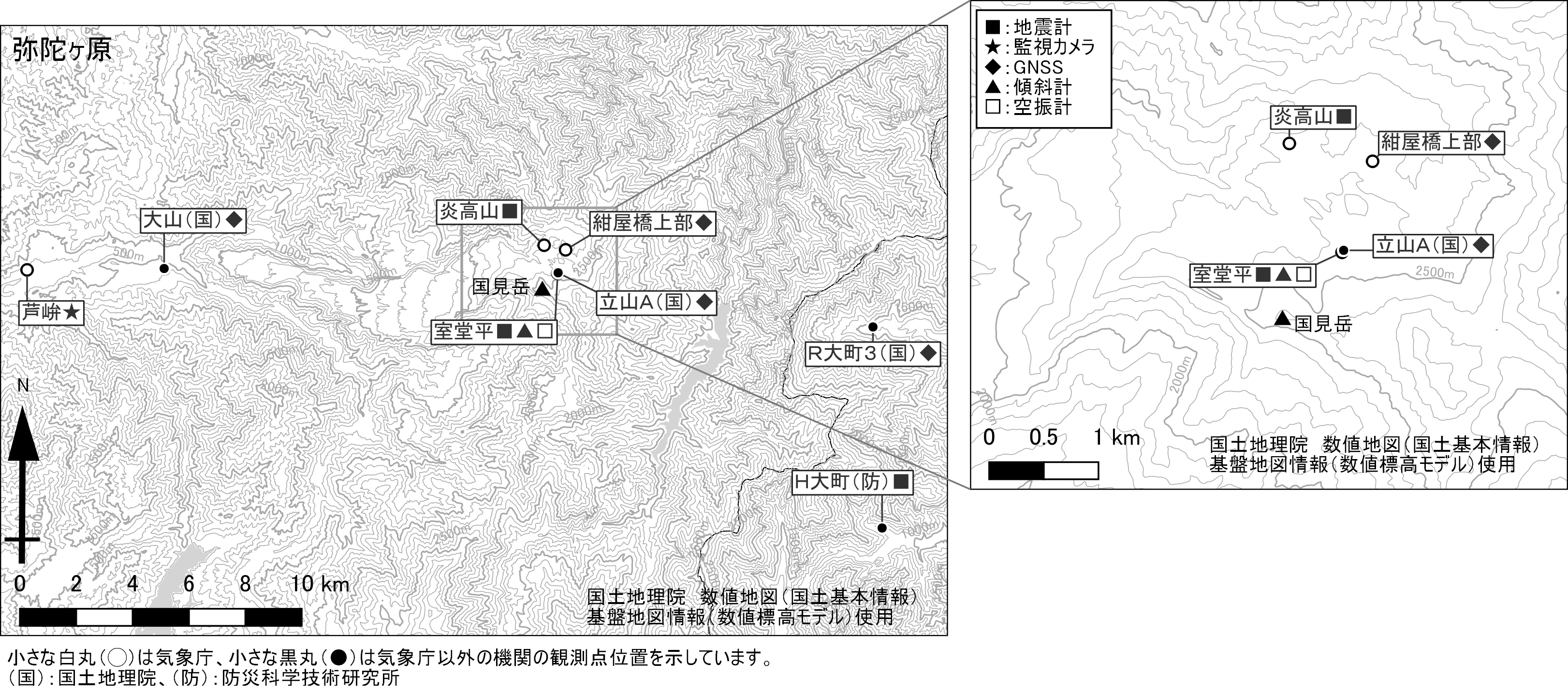 弥陀ヶ原　観測点配置図